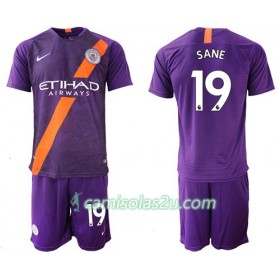 Camisolas de Futebol Manchester City Sane 19 Criança Equipamento 3ª 2018/19 Manga Curta